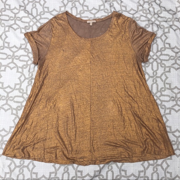 Anthropologie Tops - Anthropologie Bordeaux Metallic Copper Top